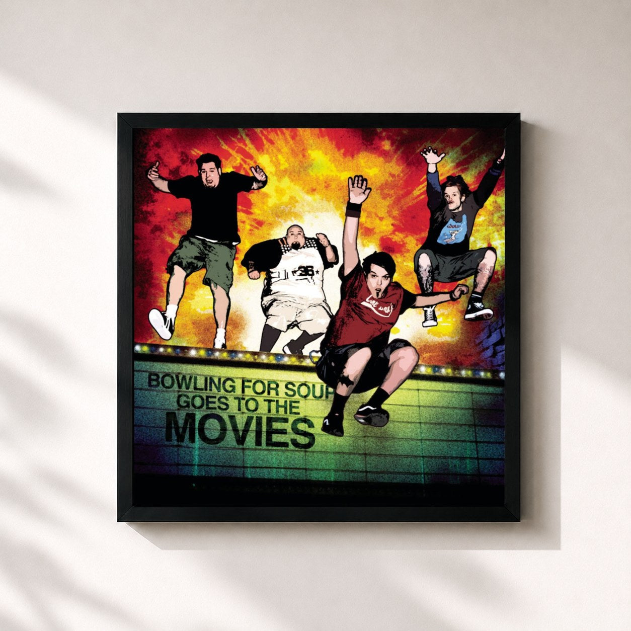 #noir Tableau carré de l'album Goes To The Movies de Bowling for Soup, cadre noir 32x32 cm