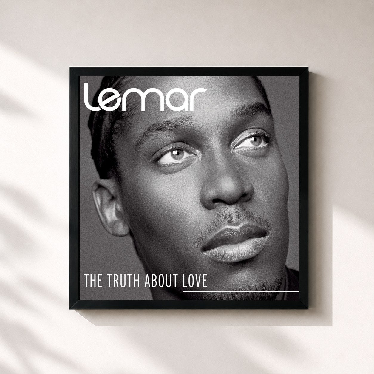 #noir Tableau carré de l'album The Truth About Love de Lemar, cadre noir 32x32 cm
