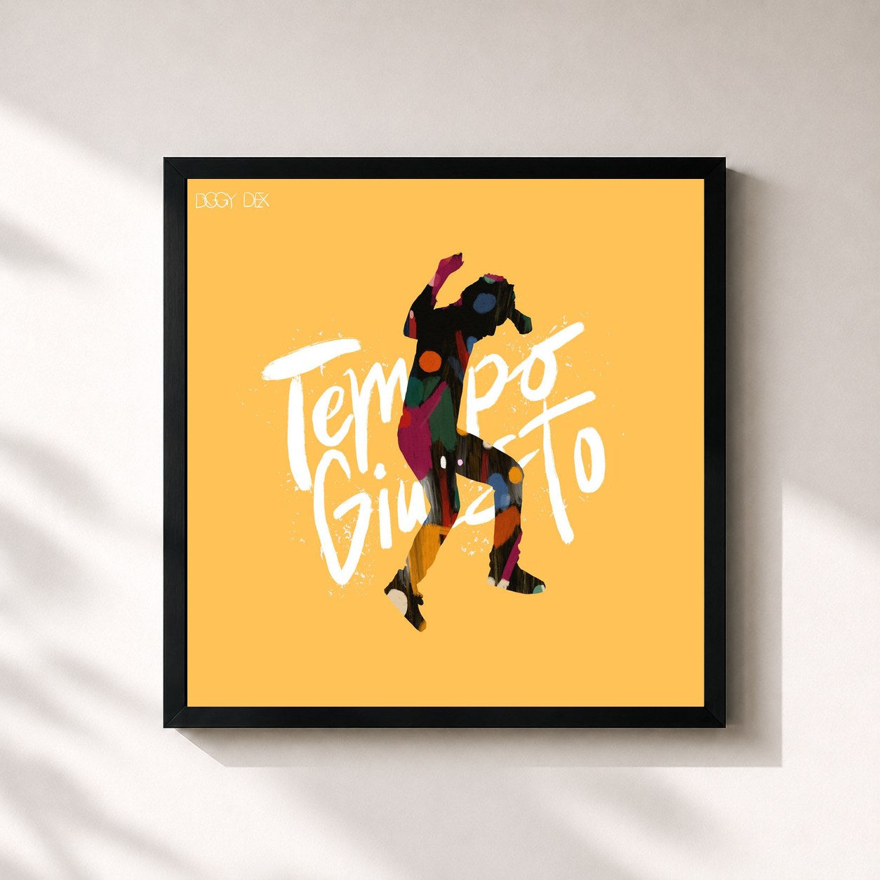 #noir Tableau carré de l'album Tempo Giusto de Diggy Dex, cadre noir 32x32 cm