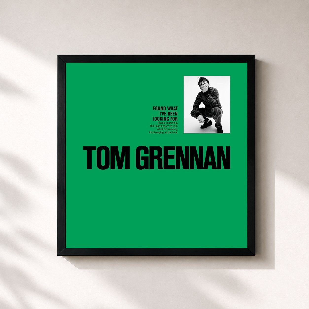 #noir Tableau carré de l'album Found What I've Been Looking For - EP de Tom Grennan, cadre noir 32x32 cm