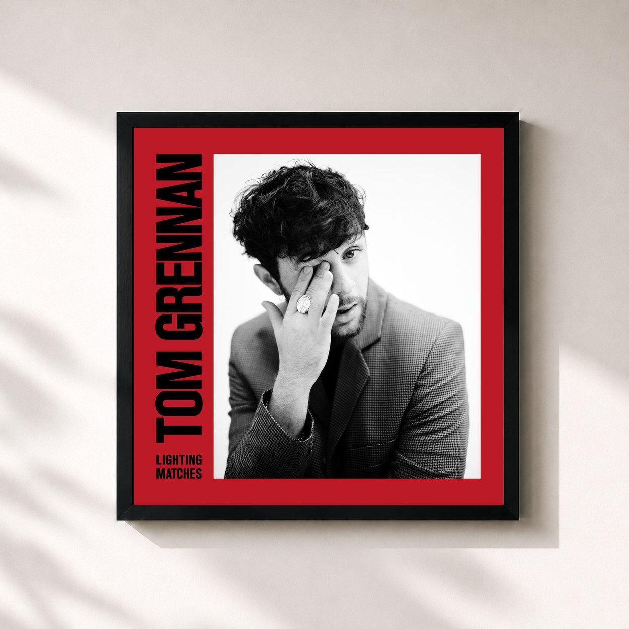 #noir Tableau carré de l'album Lighting Matches (Deluxe) de Tom Grennan, cadre noir 32x32 cm