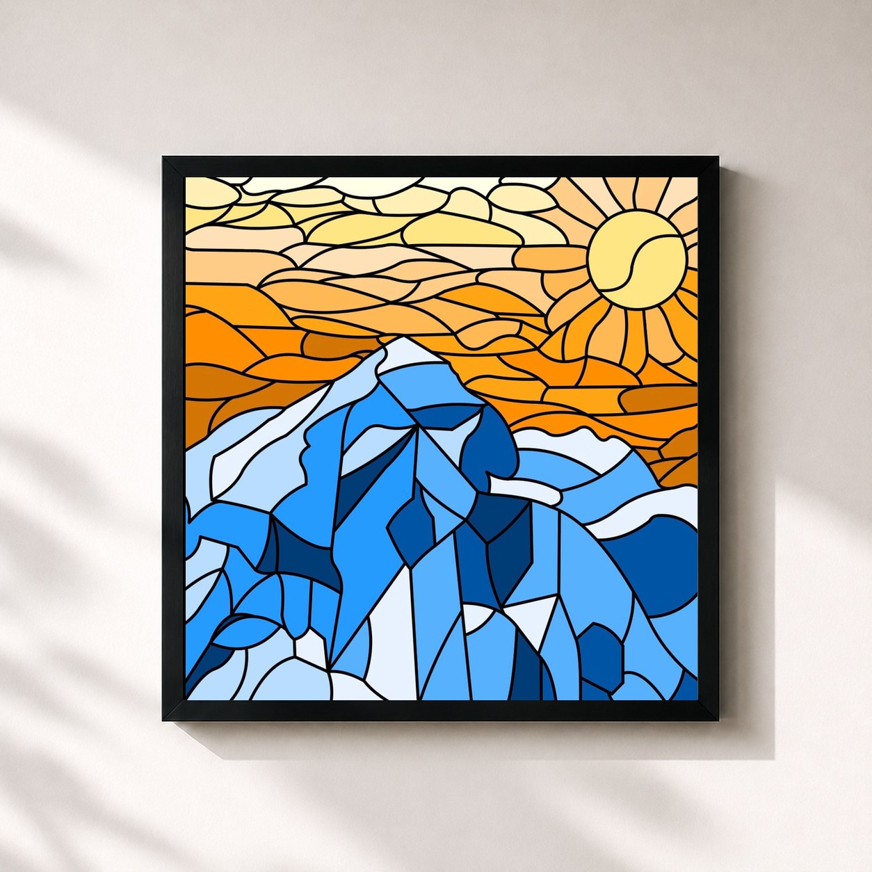 #noir Tableau carré de l'album EVEREST de Daan, cadre noir 32x32 cm