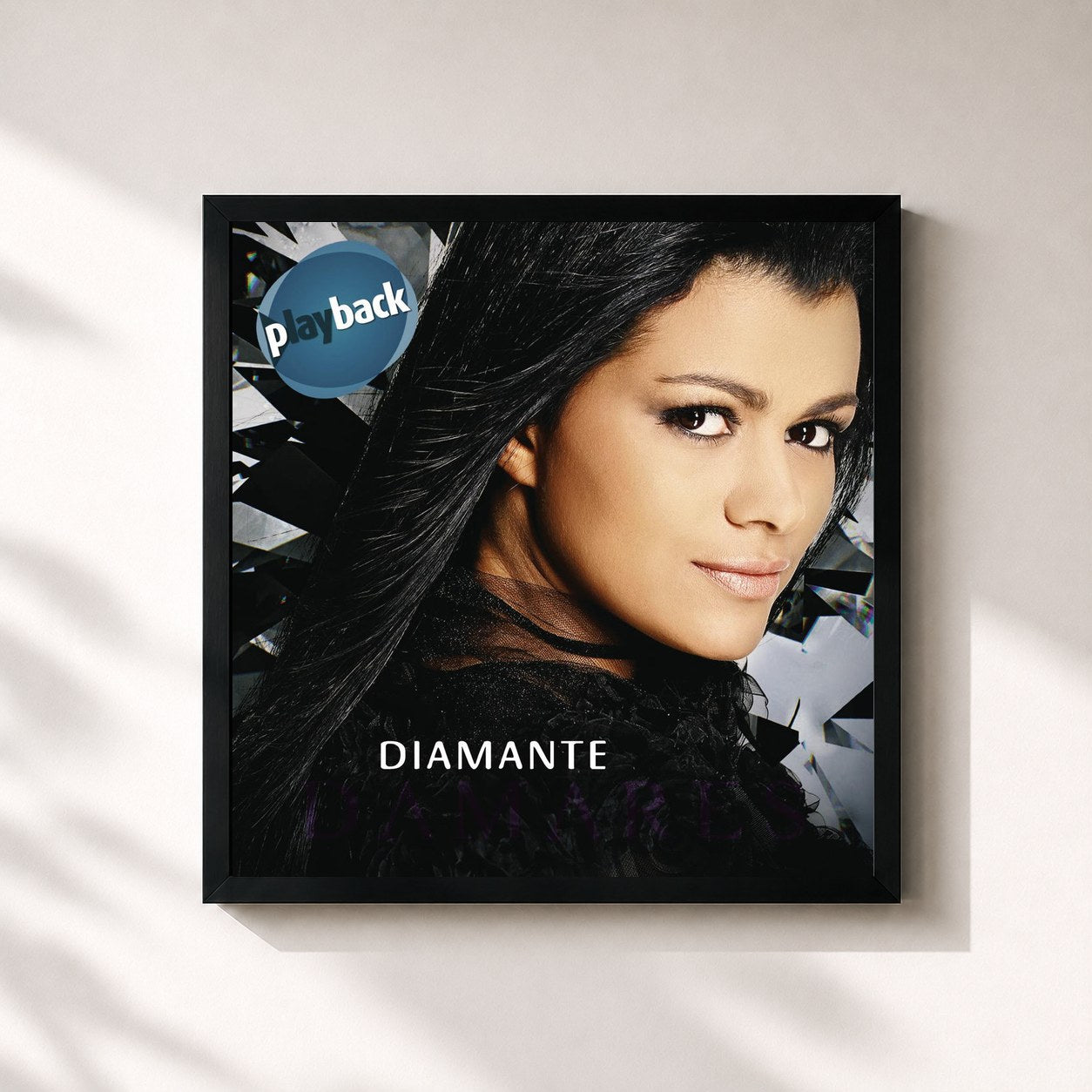 #noir Tableau carré de l'album Diamante de Damares, cadre noir 32x32 cm