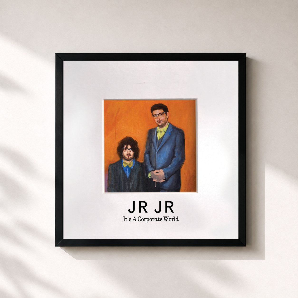 #noir Tableau carré de l'album It's a Corporate World de Jr Jr, cadre noir 32x32 cm
