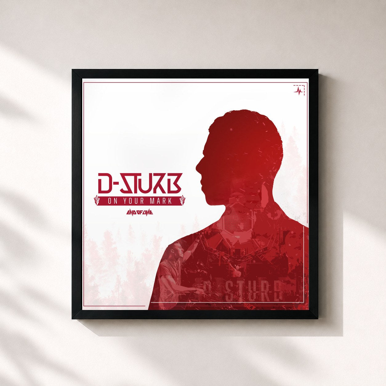 #noir Tableau carré de l'album On Your Mark de D-Sturb, cadre noir 32x32 cm