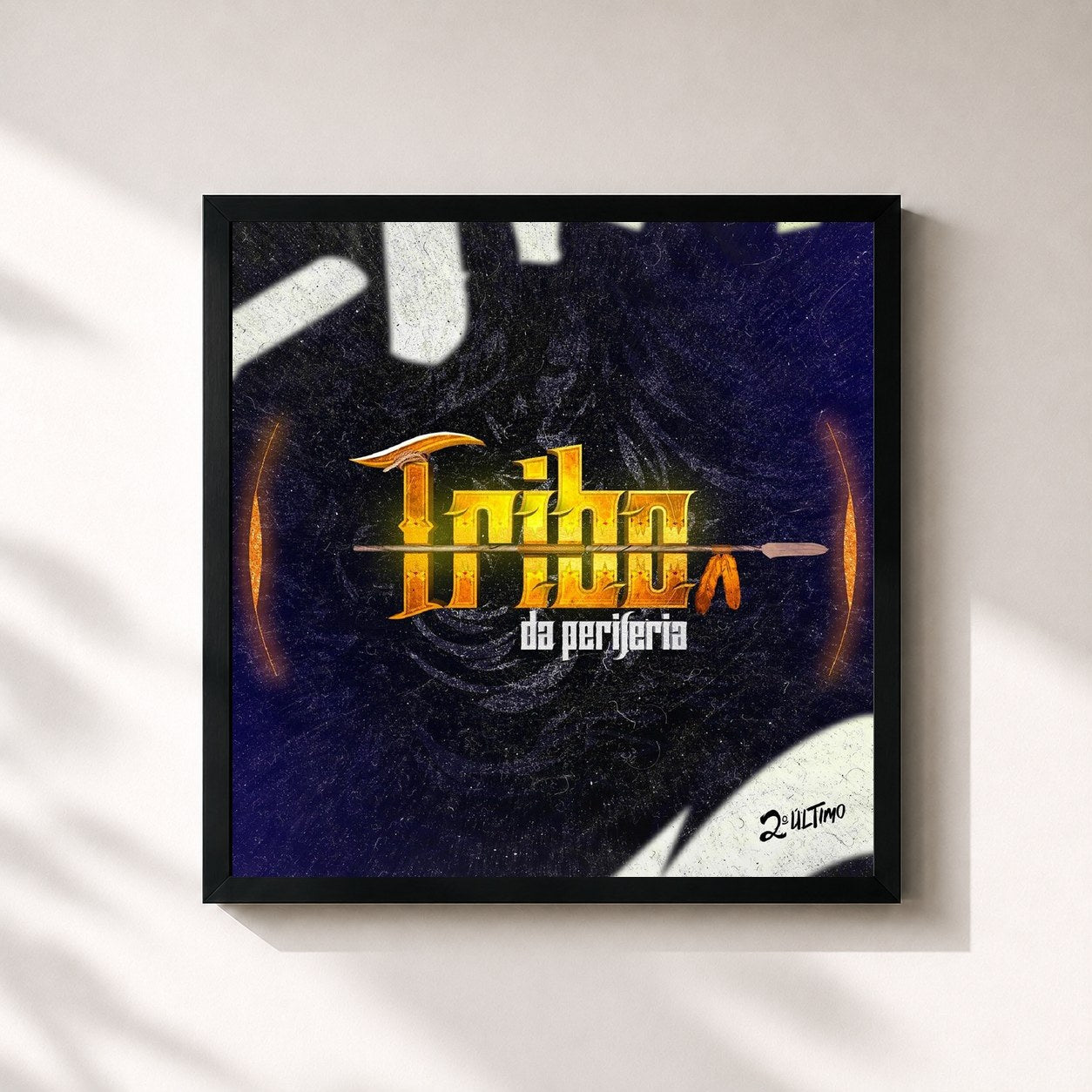 #noir Tableau carré de l'album 2º Último de Tribo da Periferia, cadre noir 32x32 cm