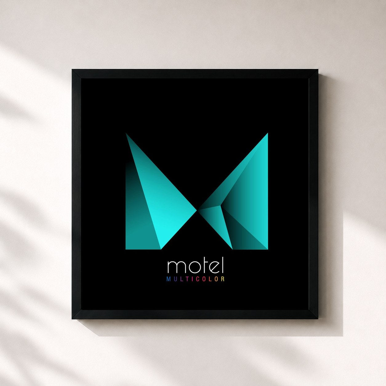 #noir Tableau carré de l'album Multicolor de MOTEL, cadre noir 32x32 cm