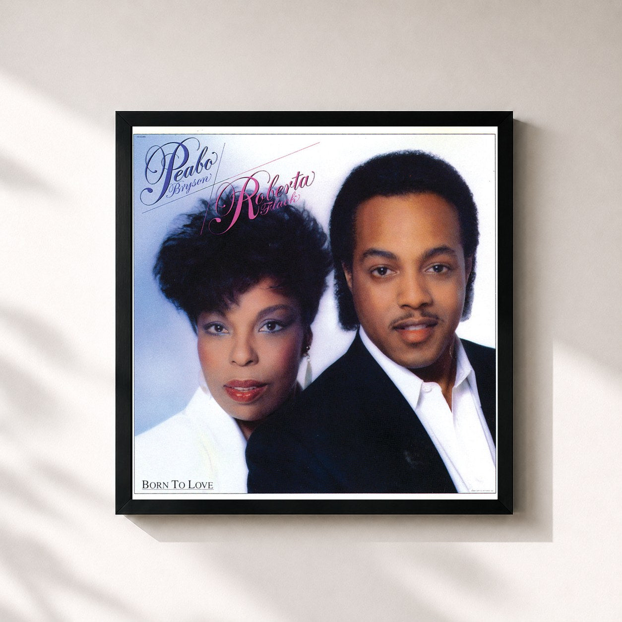 #noir Tableau carré de l'album Born To Love de Peabo Bryson, cadre noir 32x32 cm