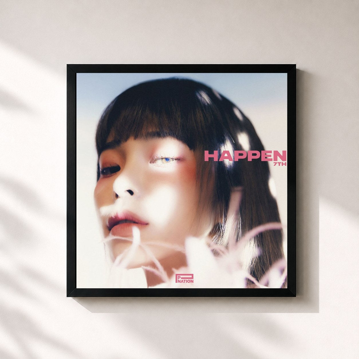 #noir Tableau carré de l'album HAPPEN de HEIZE, cadre noir 32x32 cm