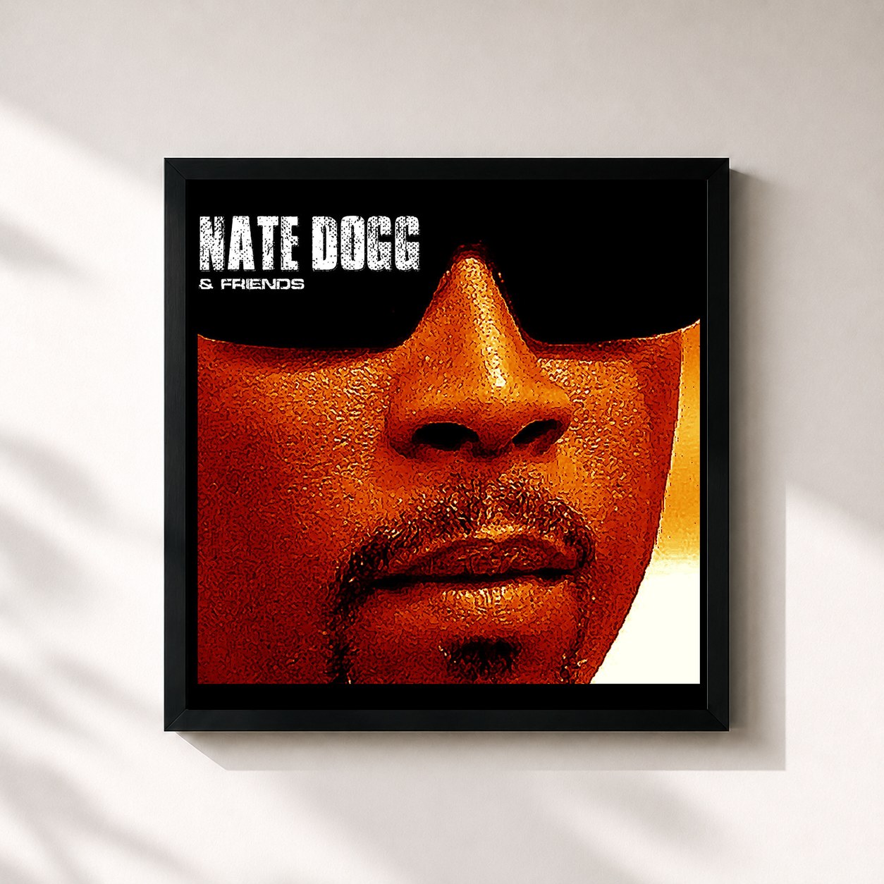 #noir Tableau carré de l'album Nate Dogg & Friends de Nate Dogg, cadre noir 32x32 cm