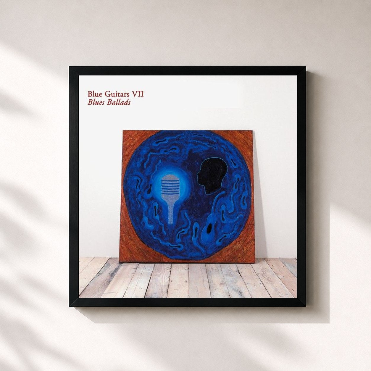 #noir Tableau carré de l'album Blue Guitars VII - Blues Ballads de Chris Rea, cadre noir 32x32 cm