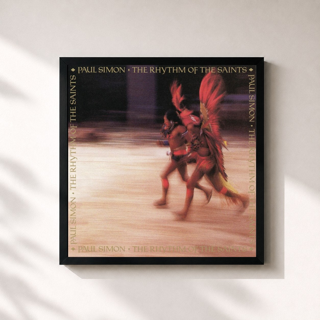#noir Tableau carré de l'album The Rhythm Of The Saints de Paul Simon, cadre noir 32x32 cm