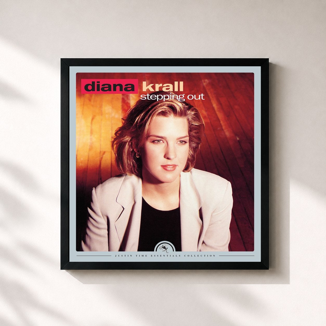 #noir Tableau carré de l'album Stepping Out (Remastered) de Diana Krall, cadre noir 32x32 cm
