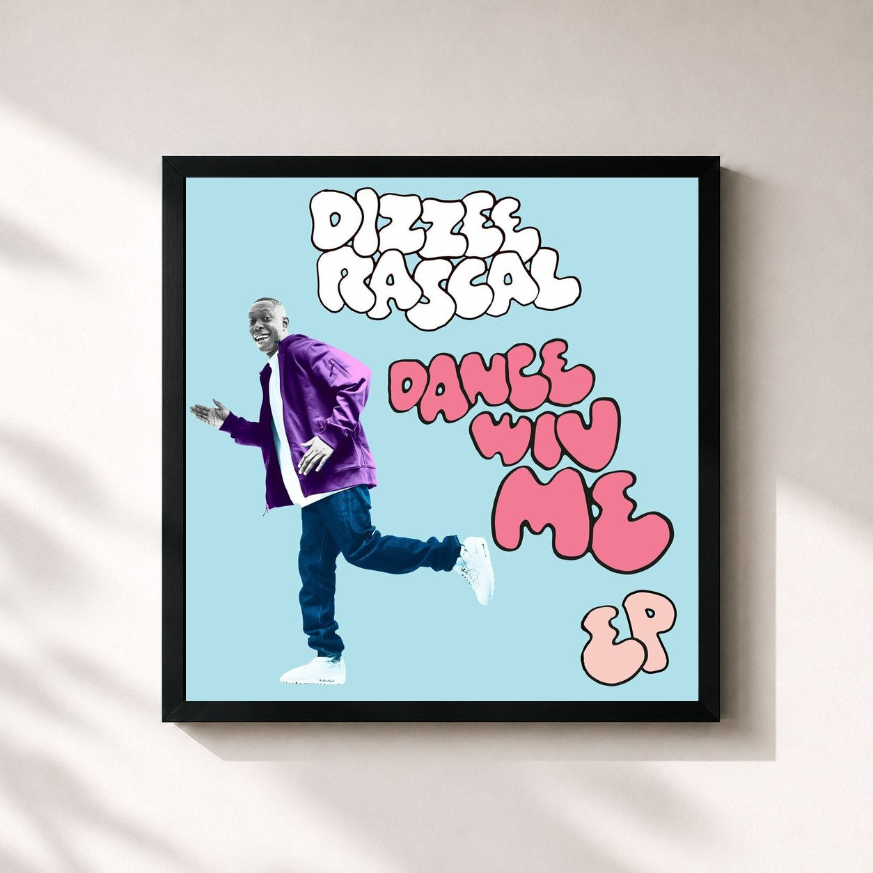 #noir Tableau carré de l'album DANCE WIV ME de Dizzee Rascal, cadre noir 32x32 cm