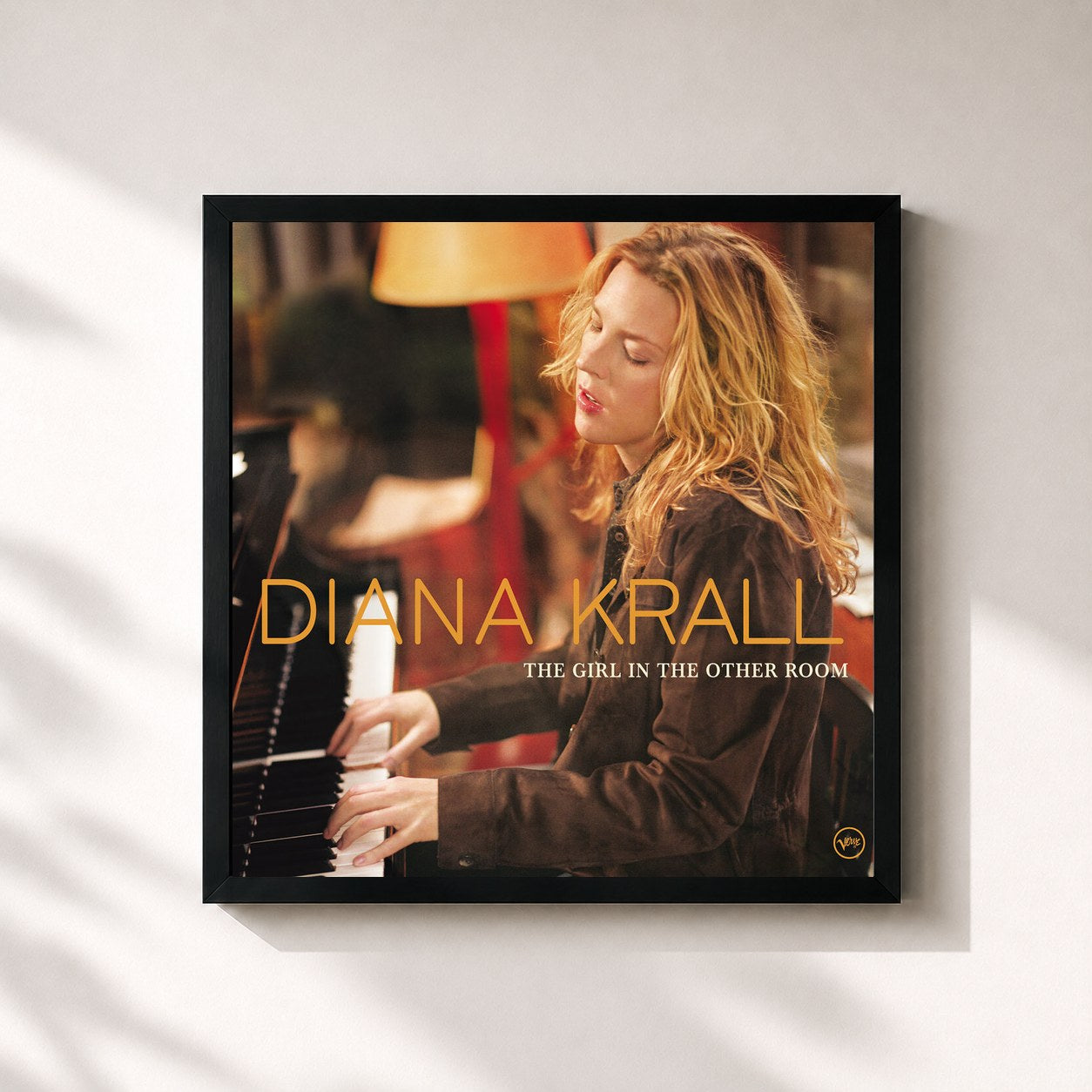 #noir Tableau carré de l'album The Girl In The Other Room de Diana Krall, cadre noir 32x32 cm