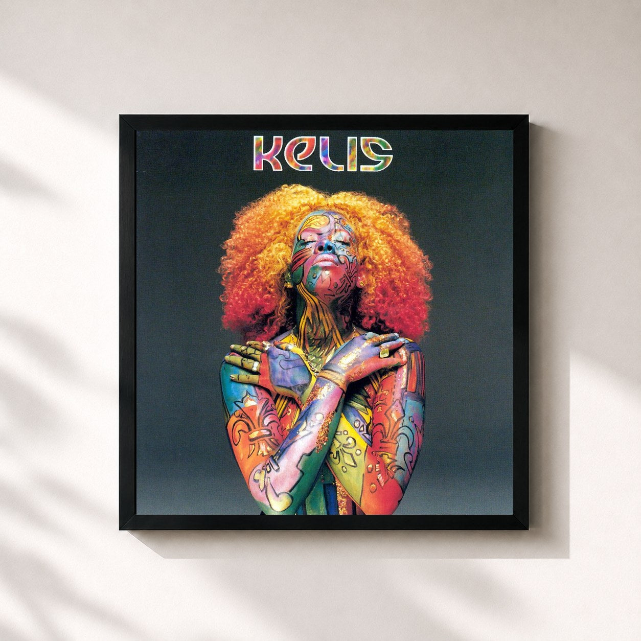 #noir Tableau carré de l'album Kaleidoscope de Kelis, cadre noir 32x32 cm