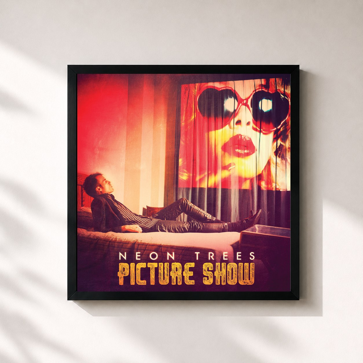 #noir Tableau carré de l'album Picture Show de Neon Trees, cadre noir 32x32 cm
