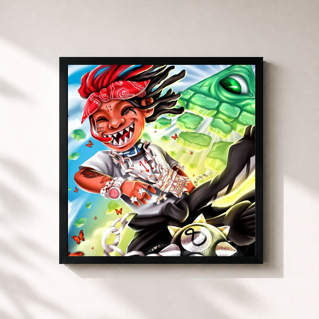 #noir Tableau carré de l'album A Love Letter To You 3 de Trippie Redd, cadre noir 32x32 cm