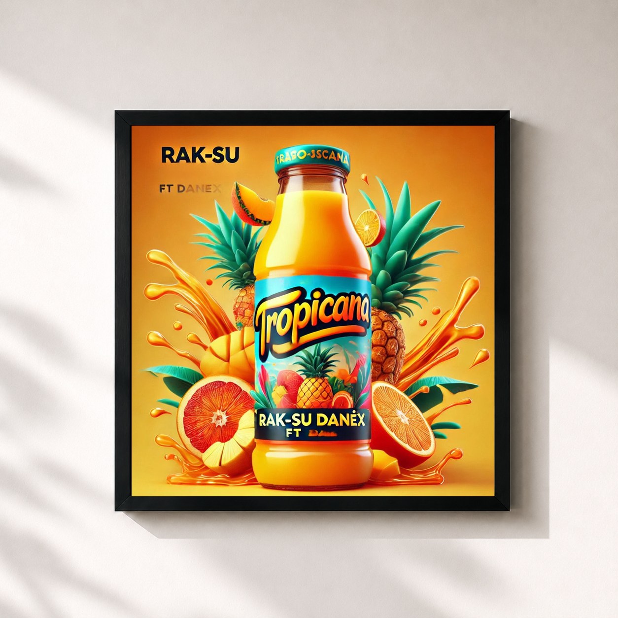 #noir Tableau carré de l'album Tropicana de Rak-Su, cadre noir 32x32 cm