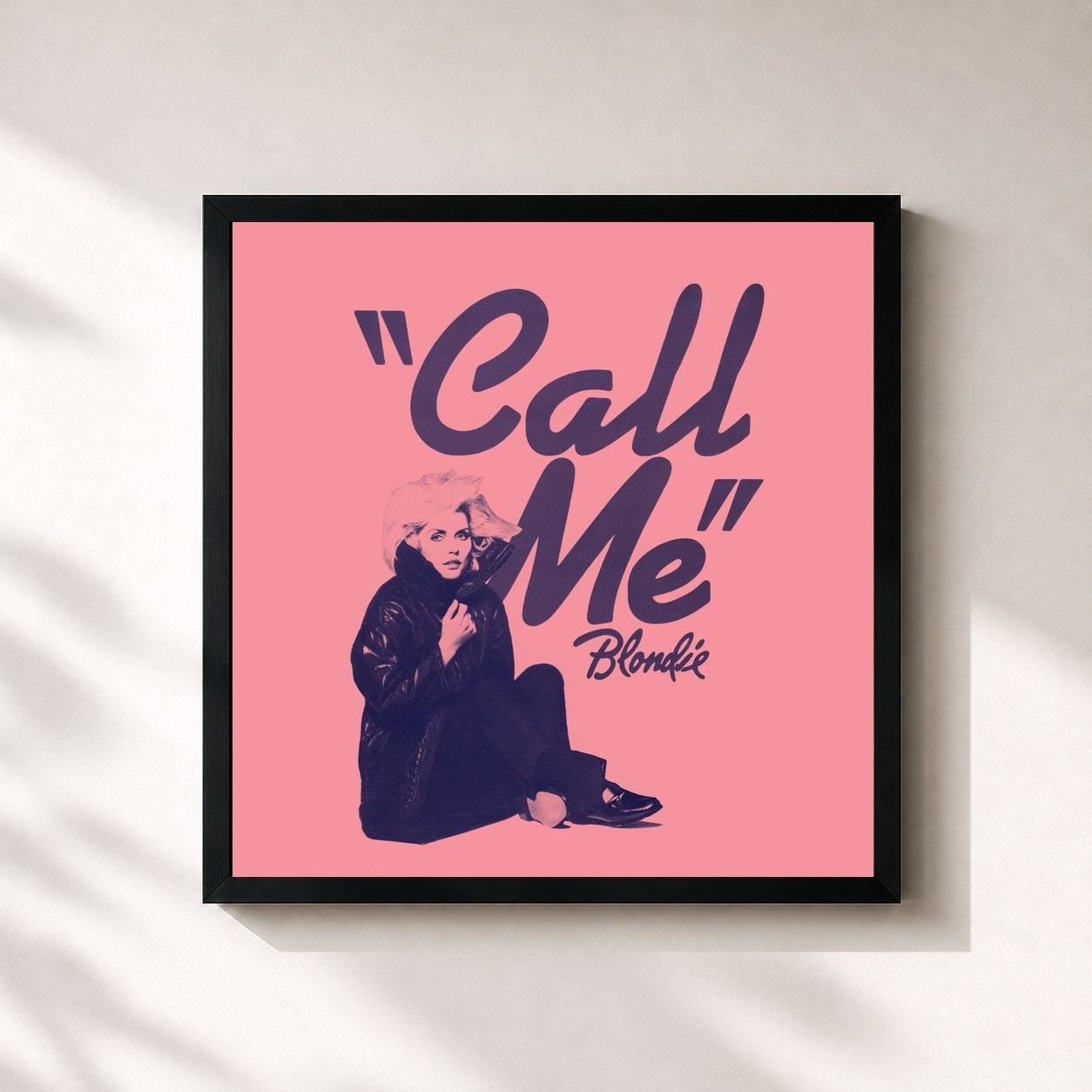 #noir Tableau carré de l'album Call Me de Blondie, cadre noir 32x32 cm