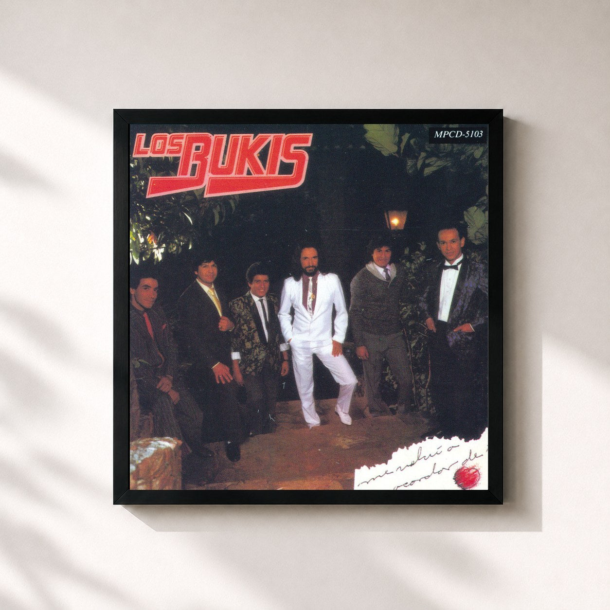 #noir Tableau carré de l'album Me Volvi A Acordar De Ti de Los Bukis, cadre noir 32x32 cm