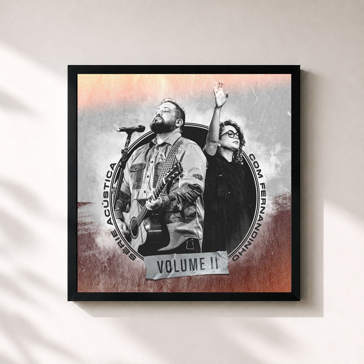 #noir Tableau carré de l'album Série Acústica Com Fernandinho, Vol. 2 (Acústico) de Fernandinho, cadre noir 32x32 cm