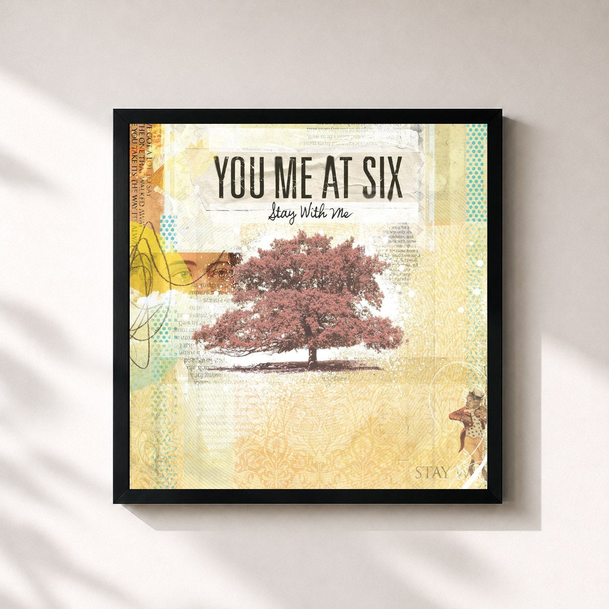 #noir Tableau carré de l'album Stay With Me de You Me At Six, cadre noir 32x32 cm