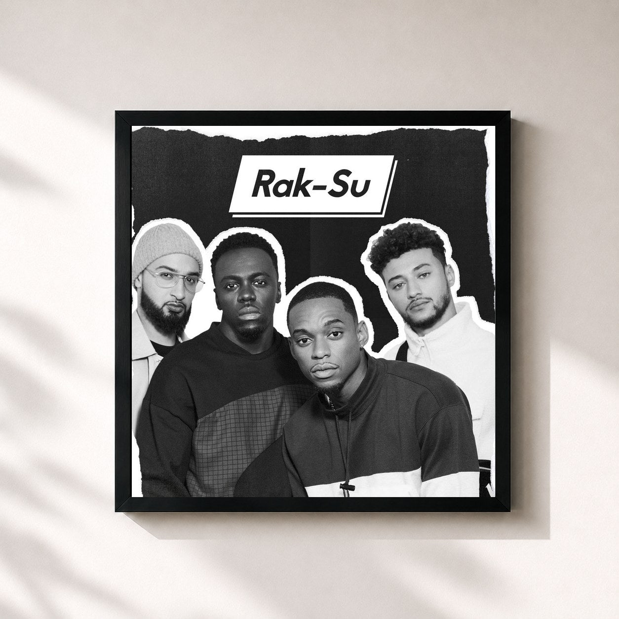 #noir Tableau carré de l'album Rak-Su de Rak-Su, cadre noir 32x32 cm
