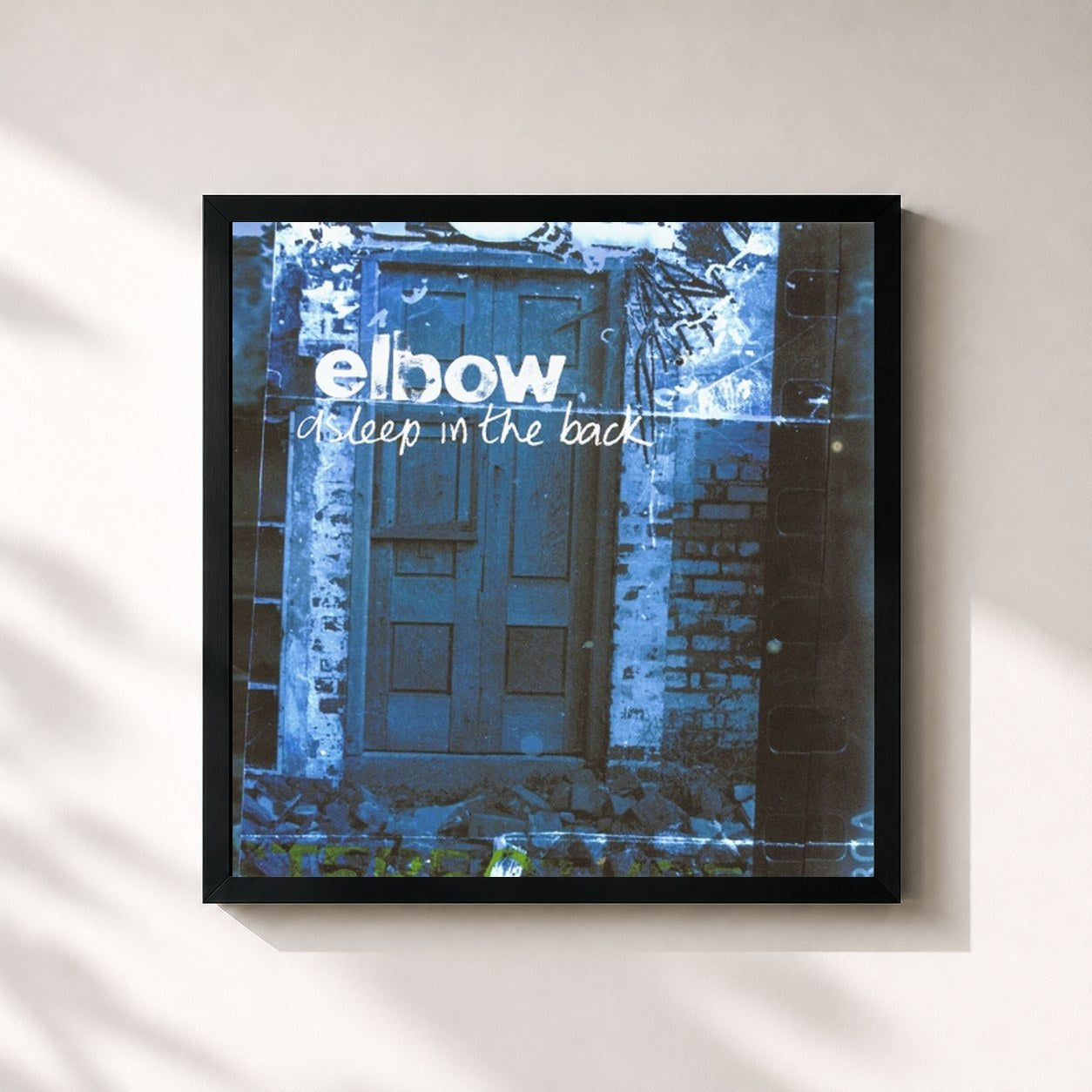 #noir Tableau carré de l'album Asleep In The Back de Elbow, cadre noir 32x32 cm