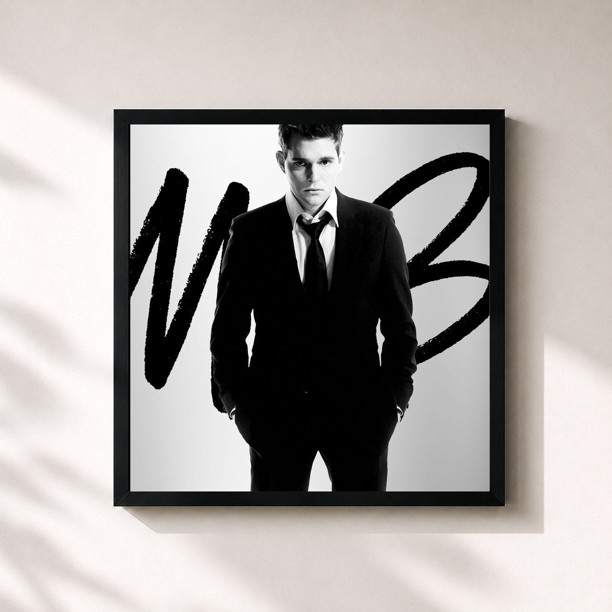 #noir Tableau carré de l'album It's Time (20th Anniversary Deluxe Edition) de Michael Bublé, cadre noir 32x32 cm