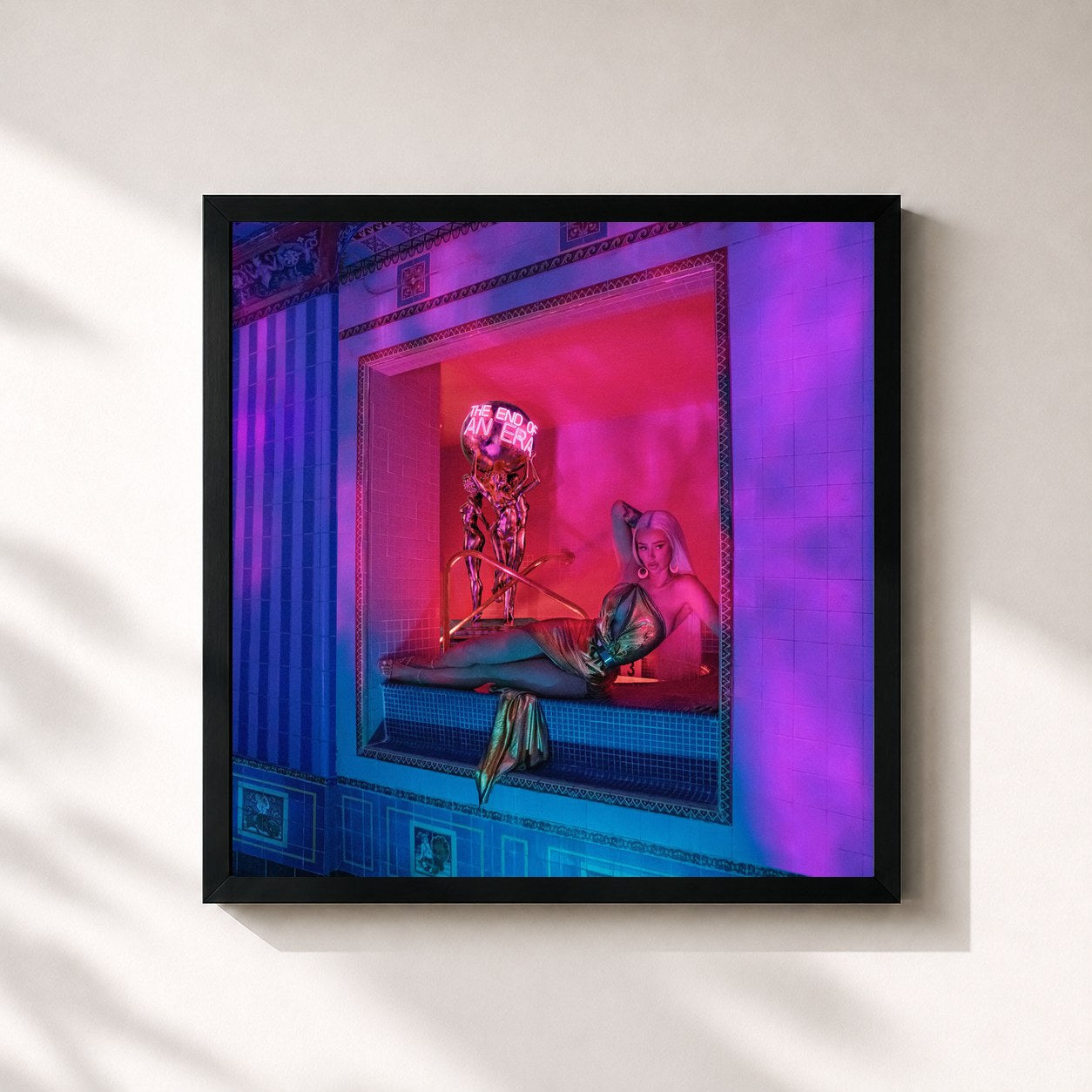 #noir Tableau carré de l'album The End of an Era de Iggy Azalea, cadre noir 32x32 cm