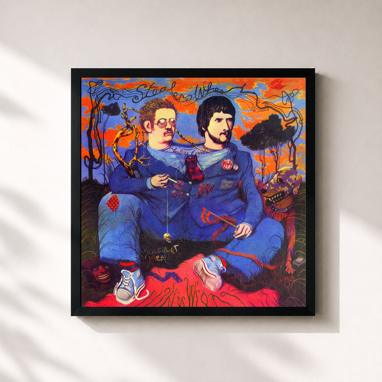 #noir Tableau carré de l'album Right Or Wrong de Stealers Wheel, cadre noir 32x32 cm