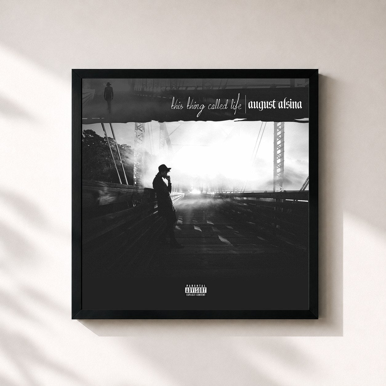 #noir Tableau carré de l'album This Thing Called Life de August Alsina, cadre noir 32x32 cm