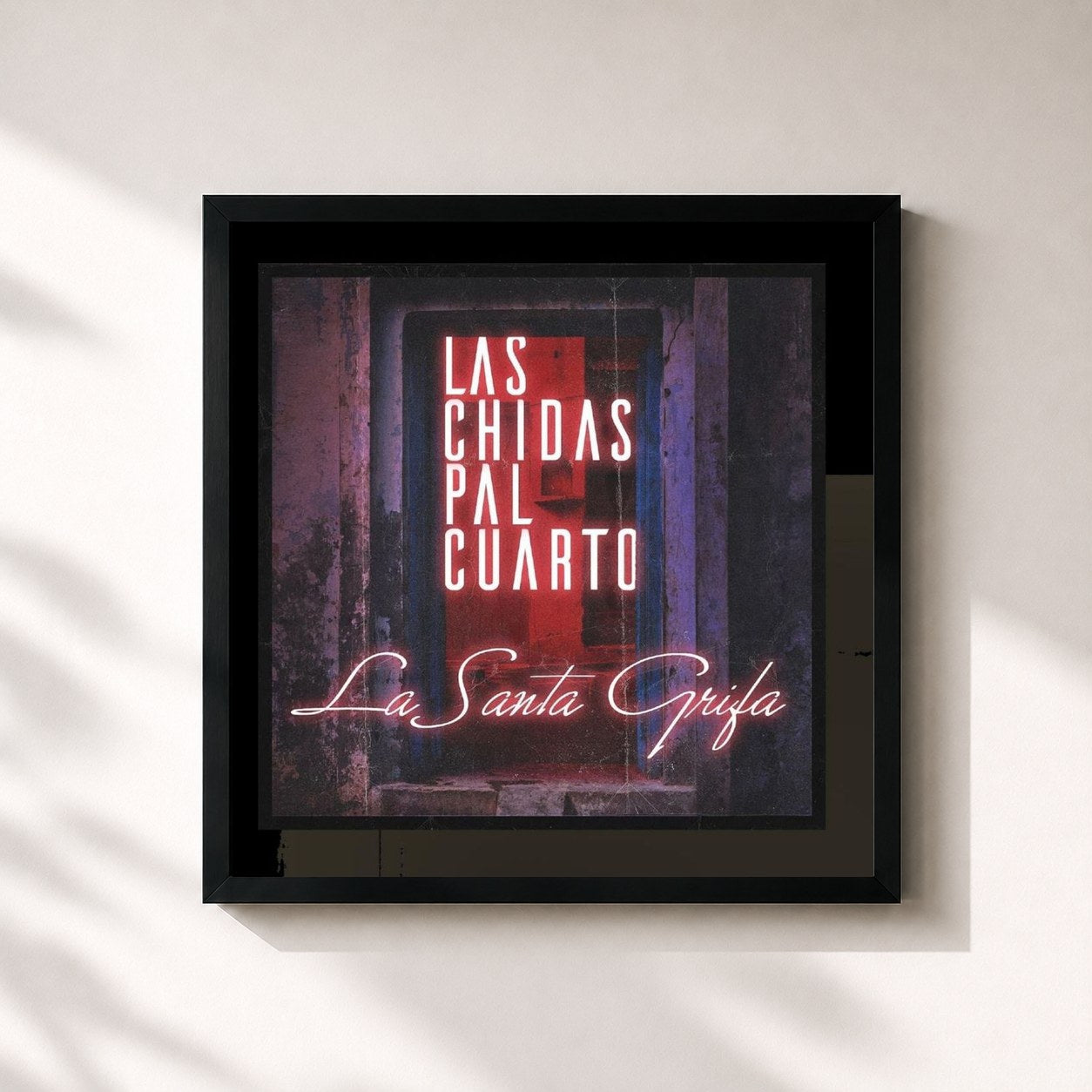 #noir Tableau carré de l'album Las Chidas Pal Cuarto de La Santa Grifa, cadre noir 32x32 cm