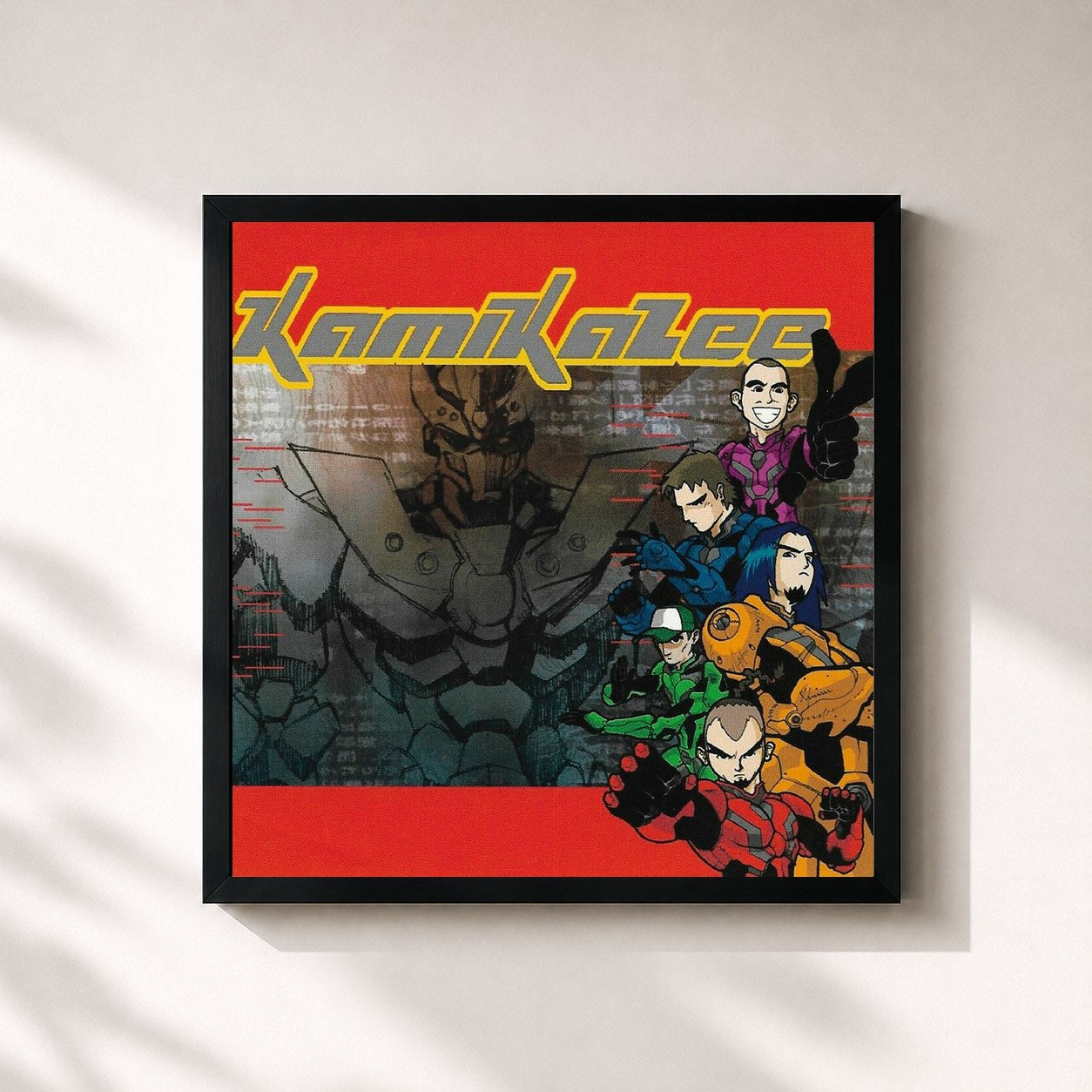 #noir Tableau carré de l'album Kamikazee de Kamikazee, cadre noir 32x32 cm