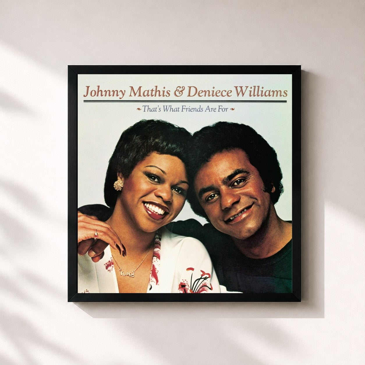 #noir Tableau carré de l'album That's What Friends Are For (feat. Deniece Williams) de Johnny Mathis, cadre noir 32x32 cm