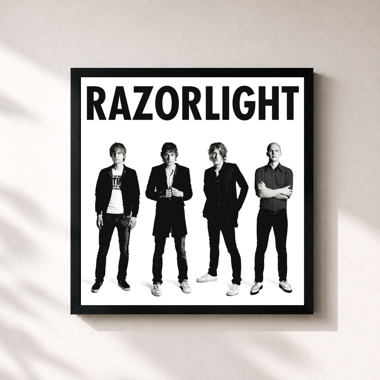 #noir Tableau carré de l'album Razorlight de Razorlight, cadre noir 32x32 cm
