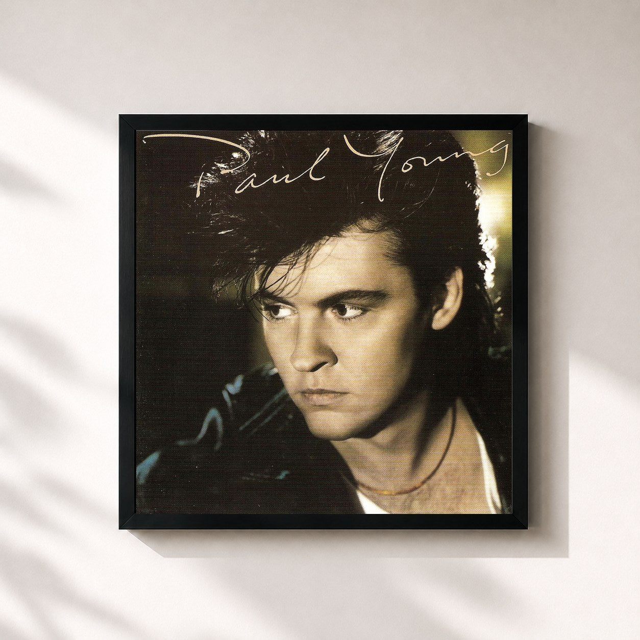 #noir Tableau carré de l'album The Secret Of Association de Paul Young, cadre noir 32x32 cm
