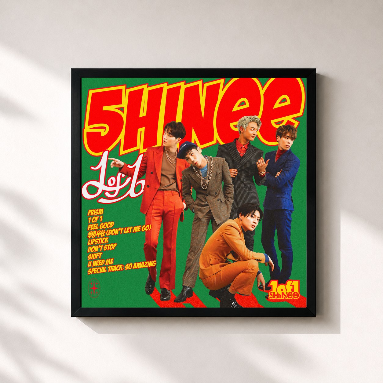 #noir Tableau carré de l'album 1 of 1 - The 5th Album de SHINee, cadre noir 32x32 cm