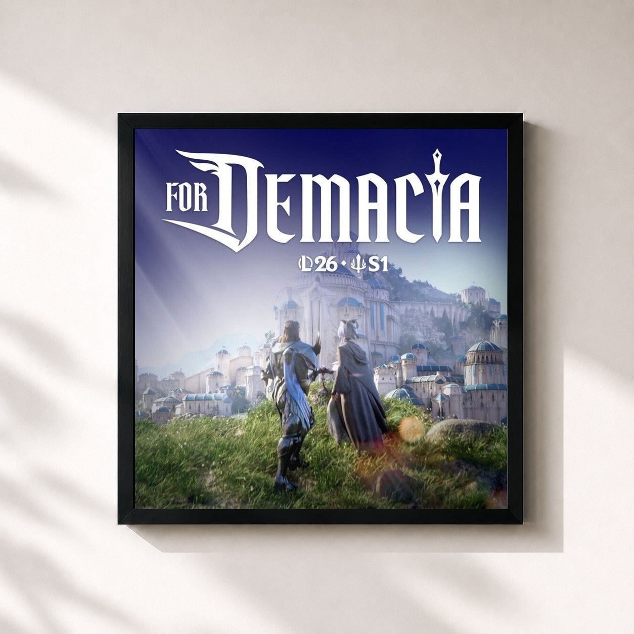#noir Tableau carré de l'album For Demacia (Original Soundtrack from League of Legends) de League of Legends, cadre noir 32x32 cm