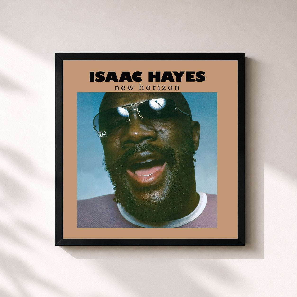 #noir Tableau carré de l'album New Horizon (Bonus Tracks Edition) de Isaac Hayes, cadre noir 32x32 cm