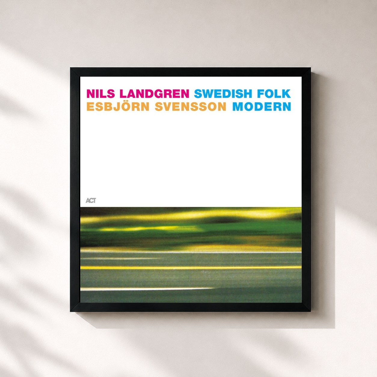 #noir Tableau carré de l'album Swedish Folk Modern de Nils Landgren, cadre noir 32x32 cm