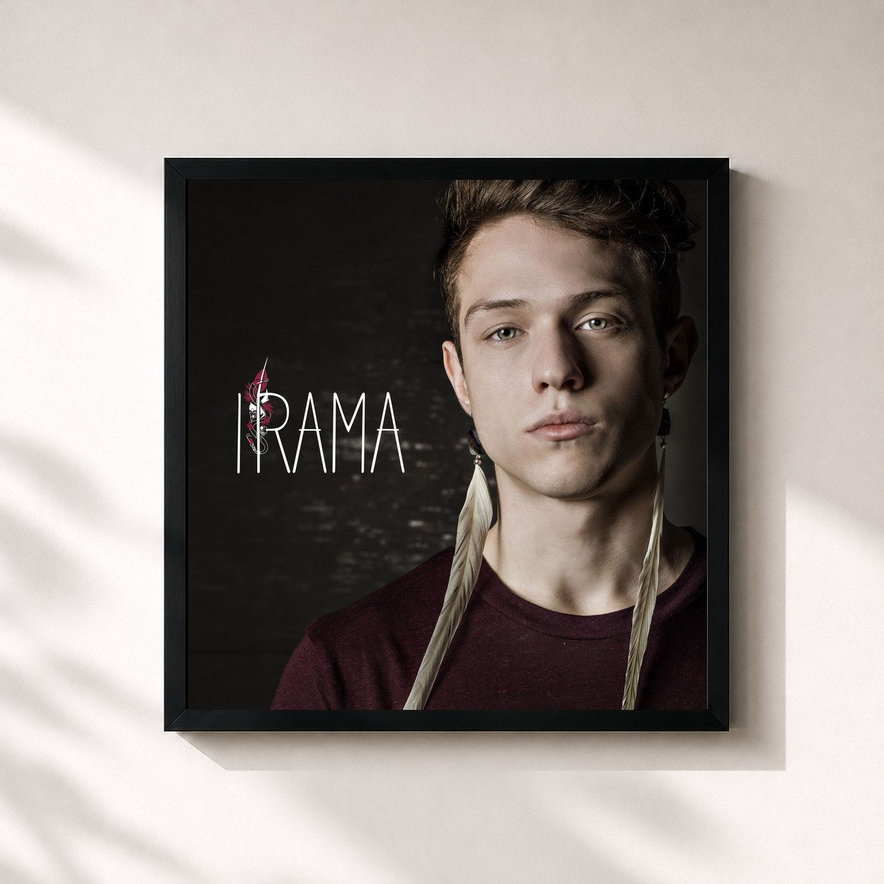 #noir Tableau carré de l'album Irama de Irama, cadre noir 32x32 cm