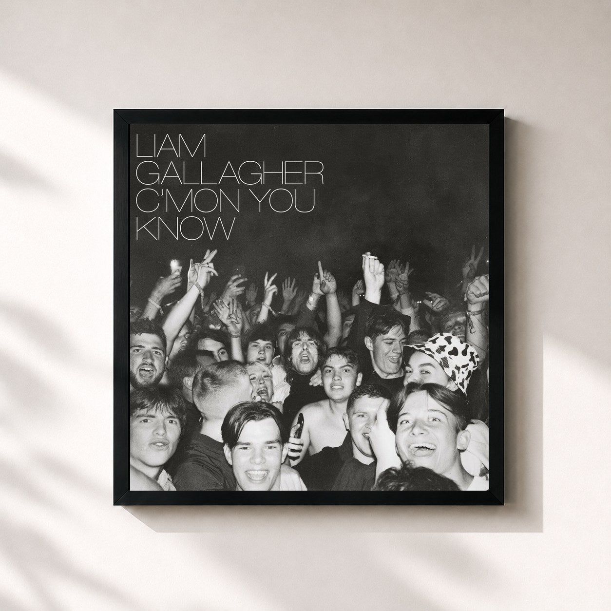 #noir Tableau carré de l'album C’MON YOU KNOW (Deluxe Edition) de Liam Gallagher, cadre noir 32x32 cm