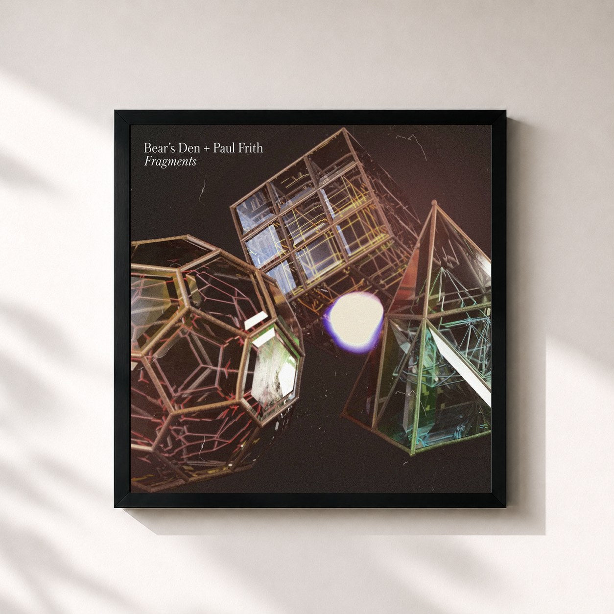 #noir Tableau carré de l'album Fragments de Bear's Den, cadre noir 32x32 cm