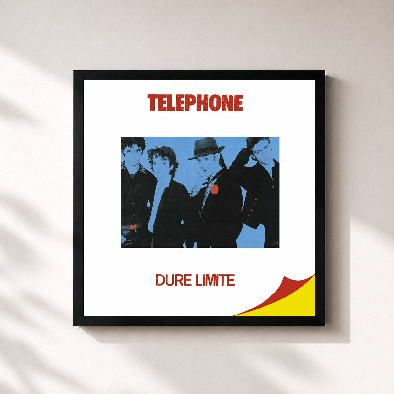 #noir Tableau carré de l'album Dure Limite de Telephone, cadre noir 32x32 cm