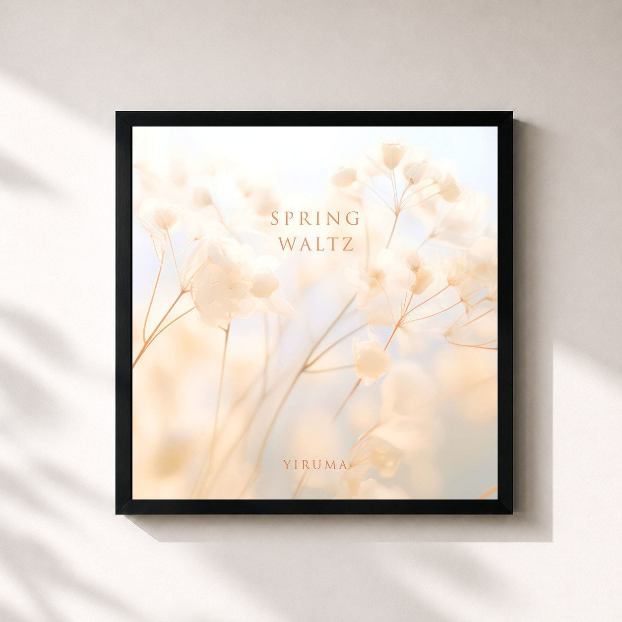 #noir Tableau carré de l'album Spring Waltz de Yiruma, cadre noir 32x32 cm