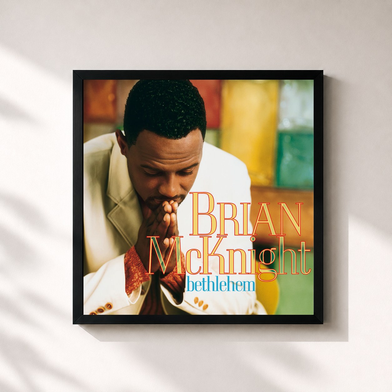 #noir Tableau carré de l'album Bethlehem de Brian McKnight, cadre noir 32x32 cm