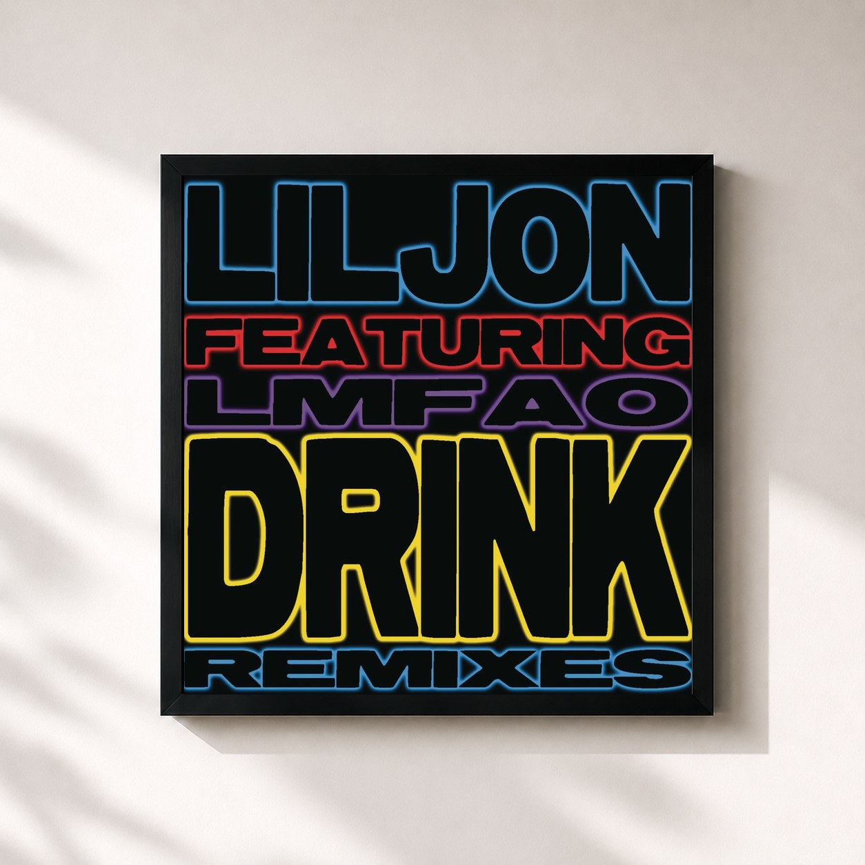 #noir Tableau carré de l'album Drink de Lil Jon, cadre noir 32x32 cm
