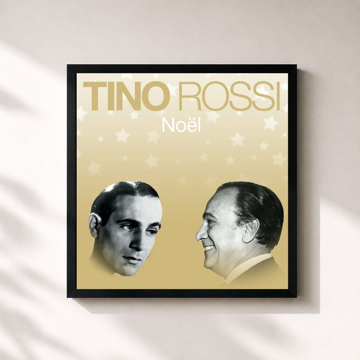 #noir Tableau carré de l'album Noël de Tino Rossi, cadre noir 32x32 cm
